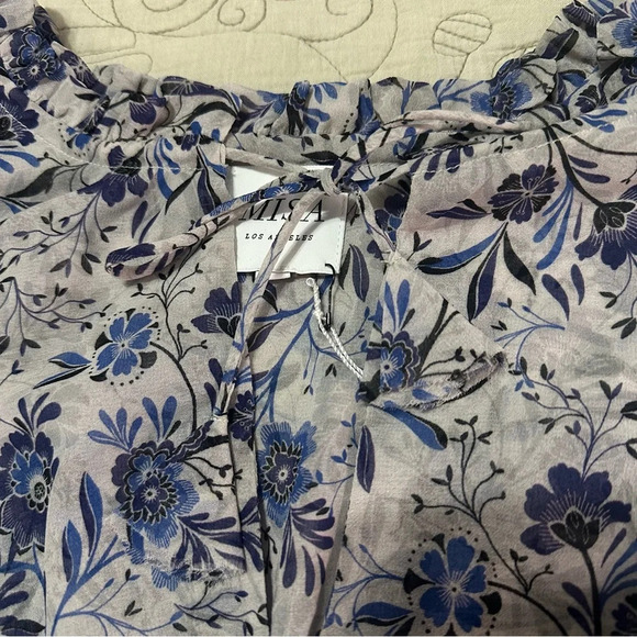 NWT MISA Lorena XS Long Sleeve Mini Dresss Size XS Floral Chiffon Tiered Skirt - Picture 8 of 15